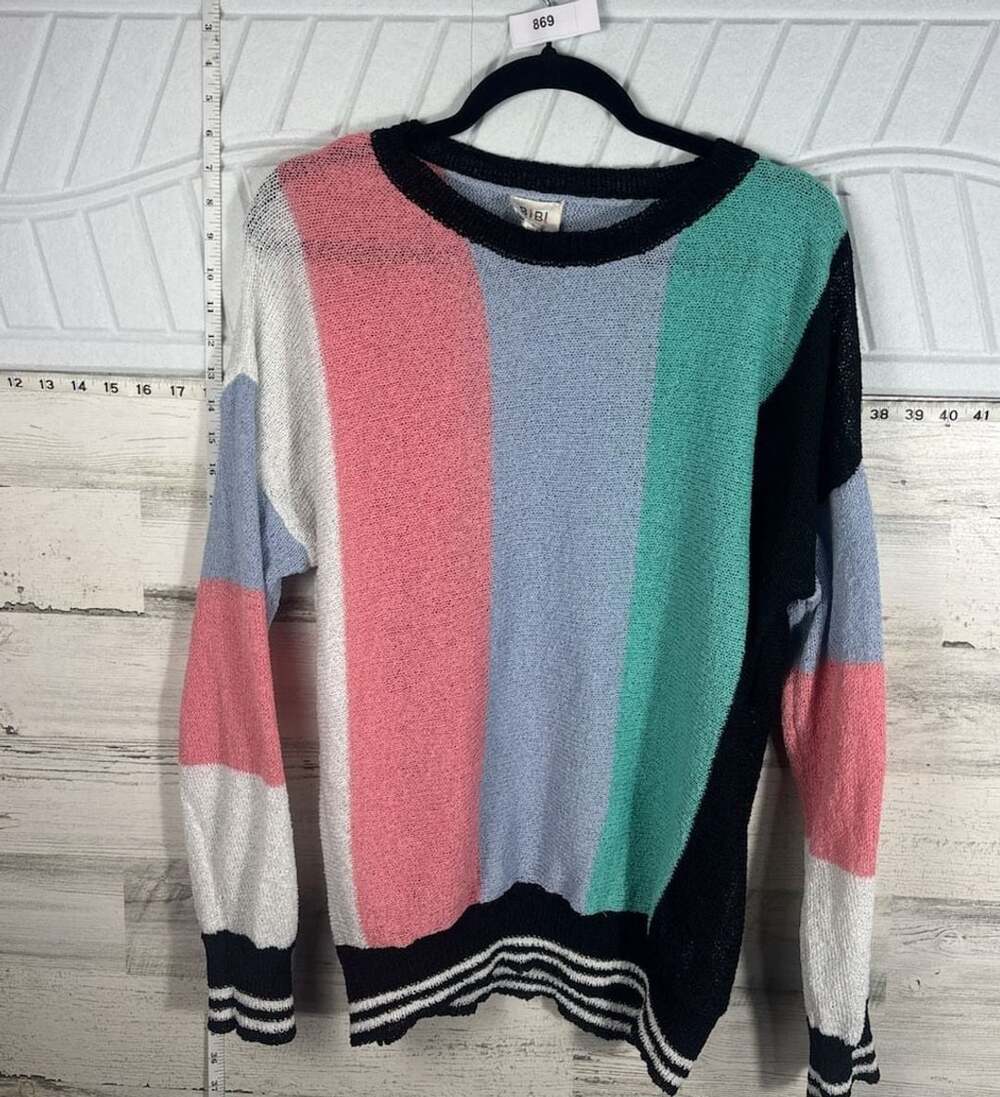 BiBi Colorblock Sweater Size L Striped Knit Long Sleeve Pullover